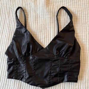 Bershka Black Faux Leather Top